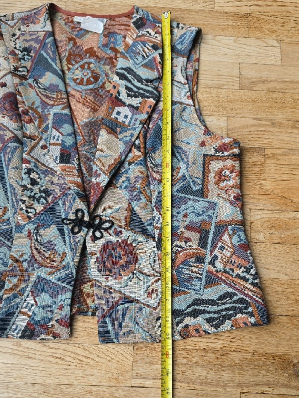 (L) cleo Petites Multicolor Woven Nautical Tapestry Vest 90s Vintage Ecclectic - Picture 5 of 9